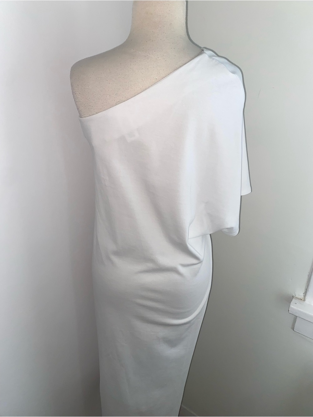 ZARA One-Shoulder White Asymmetric Long Top - Size S - NEW - Picture 7 of 8